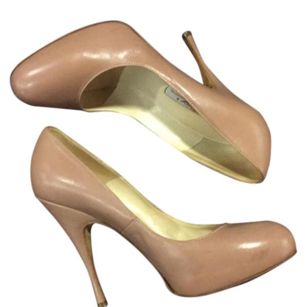 Brian Atwood Nude Leather Platform Pumps